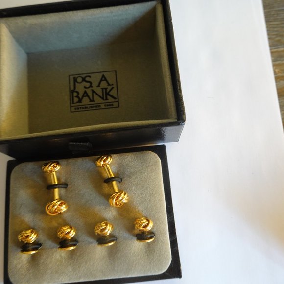 Men's Tuxedo Gold Knot Cufflinks and 4 Studs Brand New - Picture 2 of 3